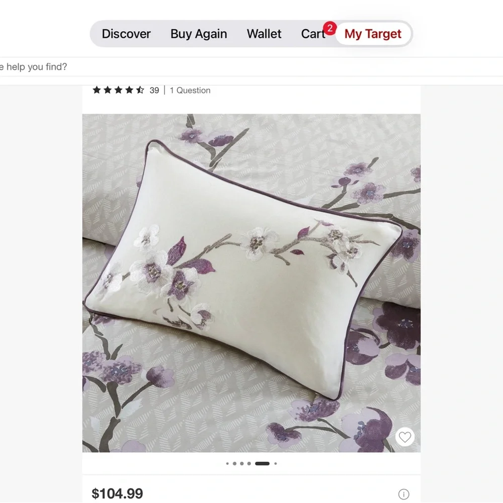 Madison Park Purple and Cream Floral Comforter Set Queen 8 piece set - Picture 5 of 10